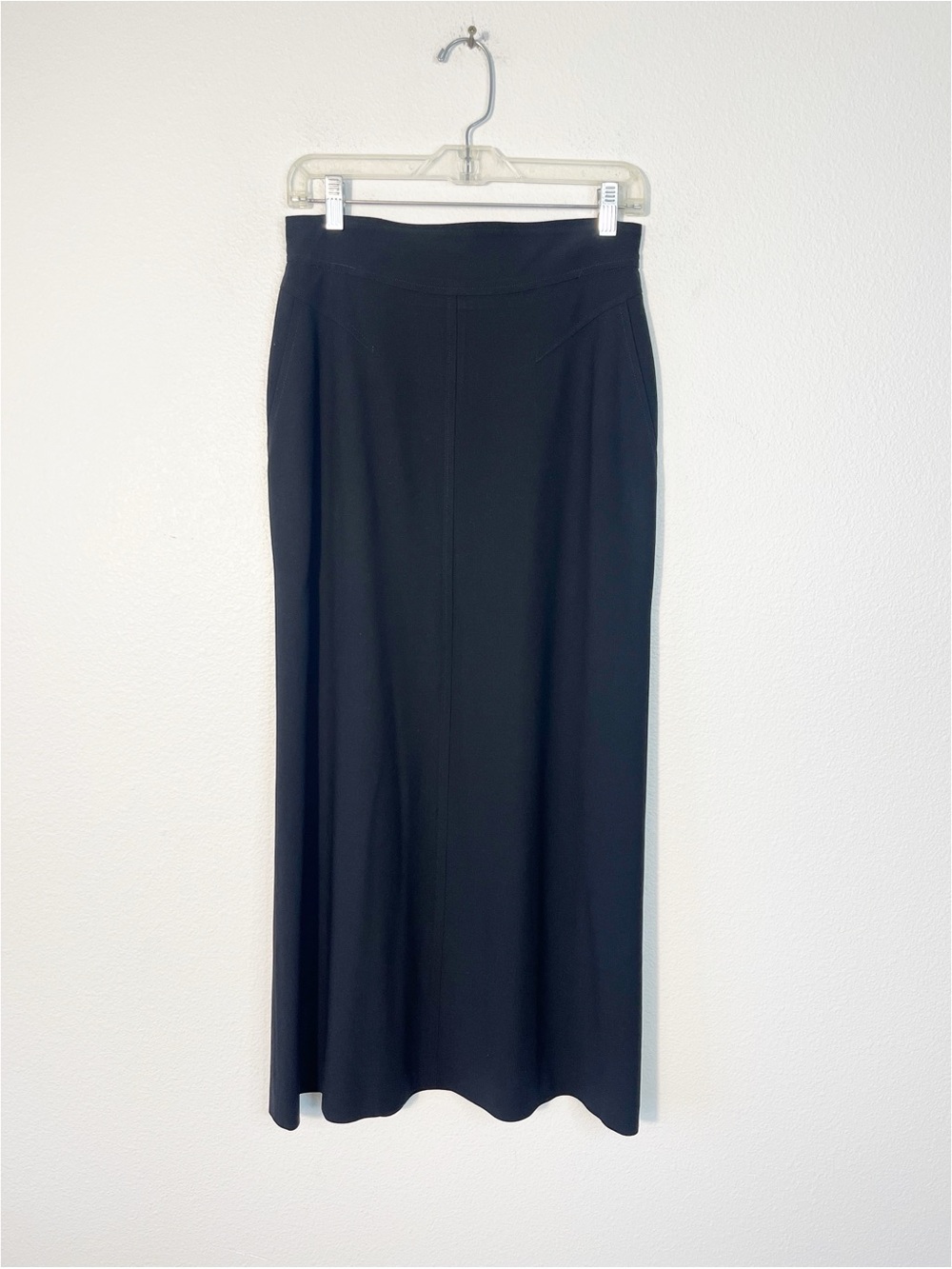 VTG Escada Wool Black Midi Maxi Skirt Elegant High-Waist Silhouette Size 36/6